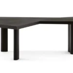 Ambassador Beige Wood Writing Desk Irregular Top