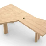 Ambassador Beige Wood Writing Desk Irregular Top