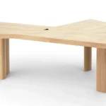 Ambassador Beige Wood Writing Desk Irregular Top