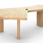 Ambassador Beige Wood Writing Desk Irregular Top