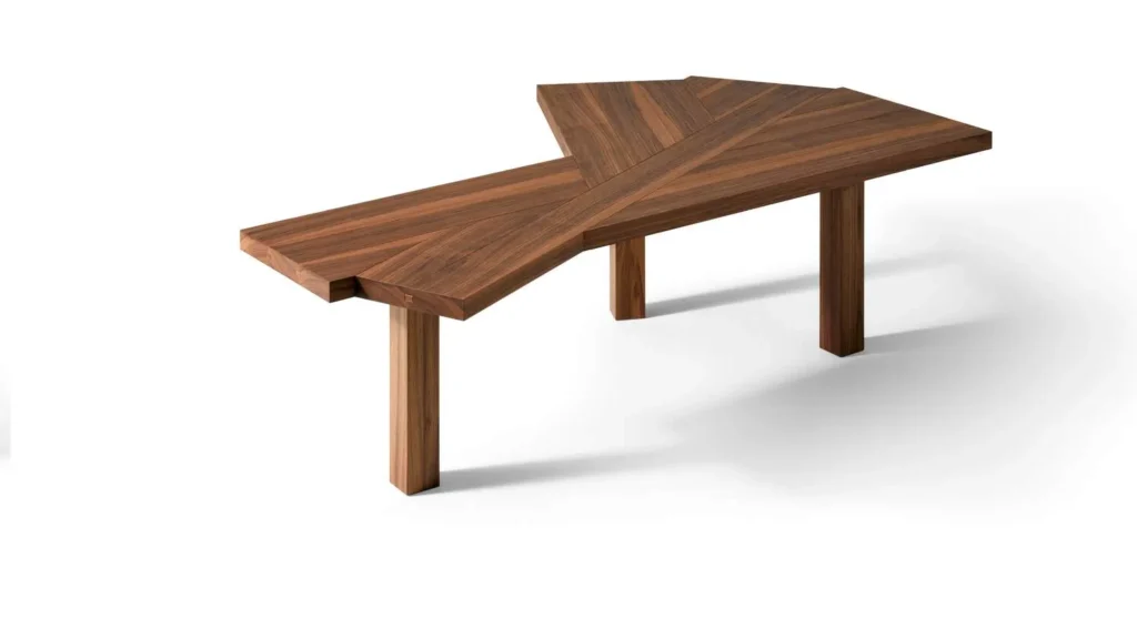 Ambassador Beige Wood Writing Desk Irregular Top