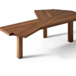 Ambassador Beige Wood Writing Desk Irregular Top