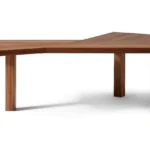 Ambassador Beige Wood Writing Desk Irregular Top