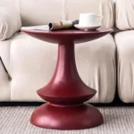 Sculptural Red Lacquered Round Side Table