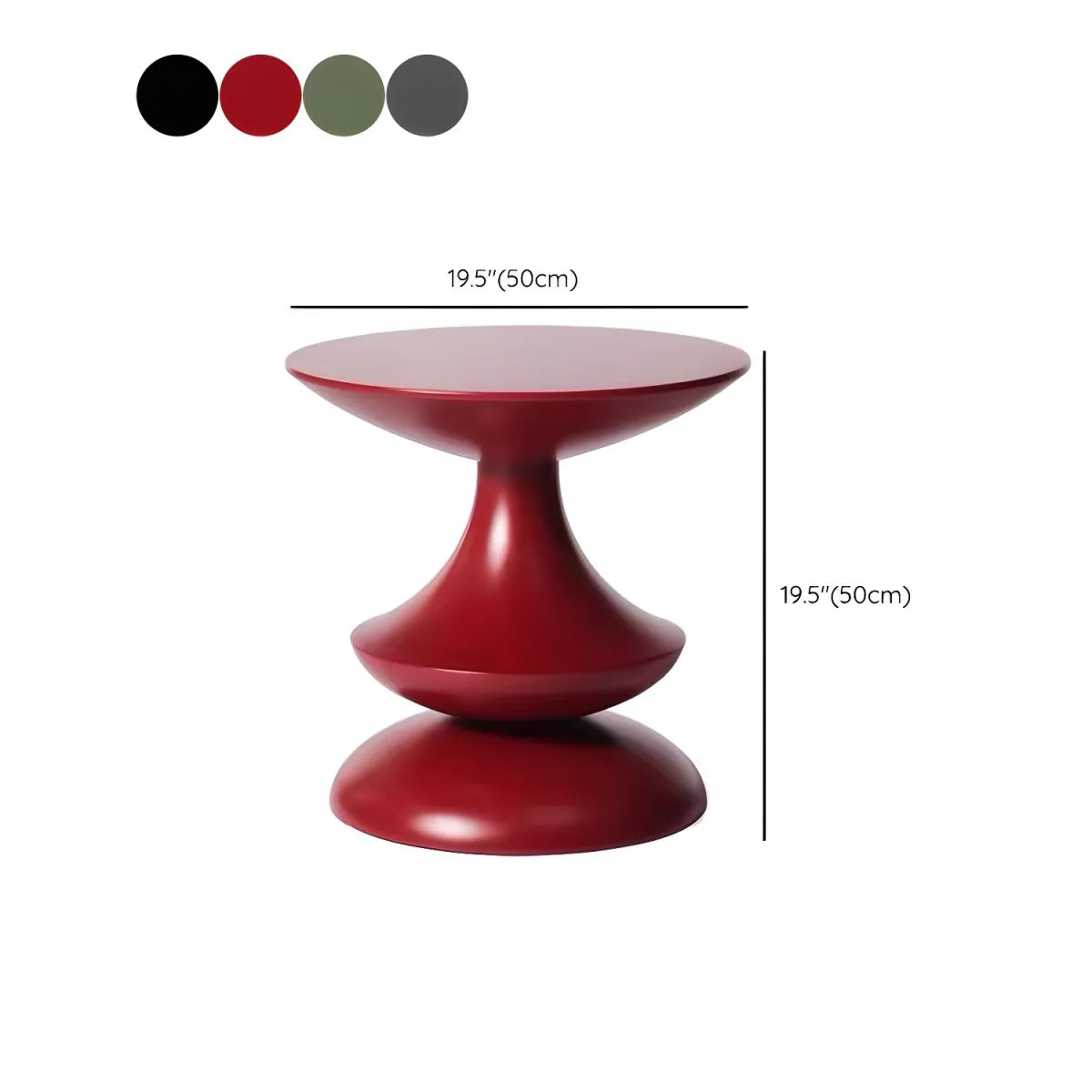 Sculptural Red Lacquered Round Side Table