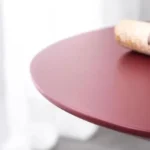 Sculptural Red Lacquered Round Side Table