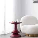 Sculptural Red Lacquered Round Side Table