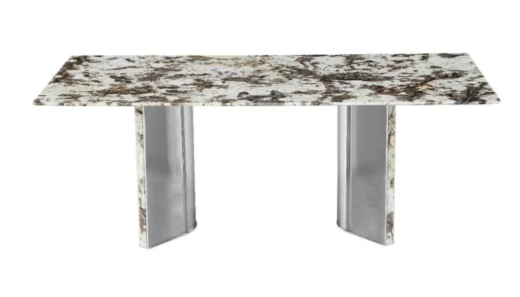 Speckled Marble Top Dining Table with Metal Legs