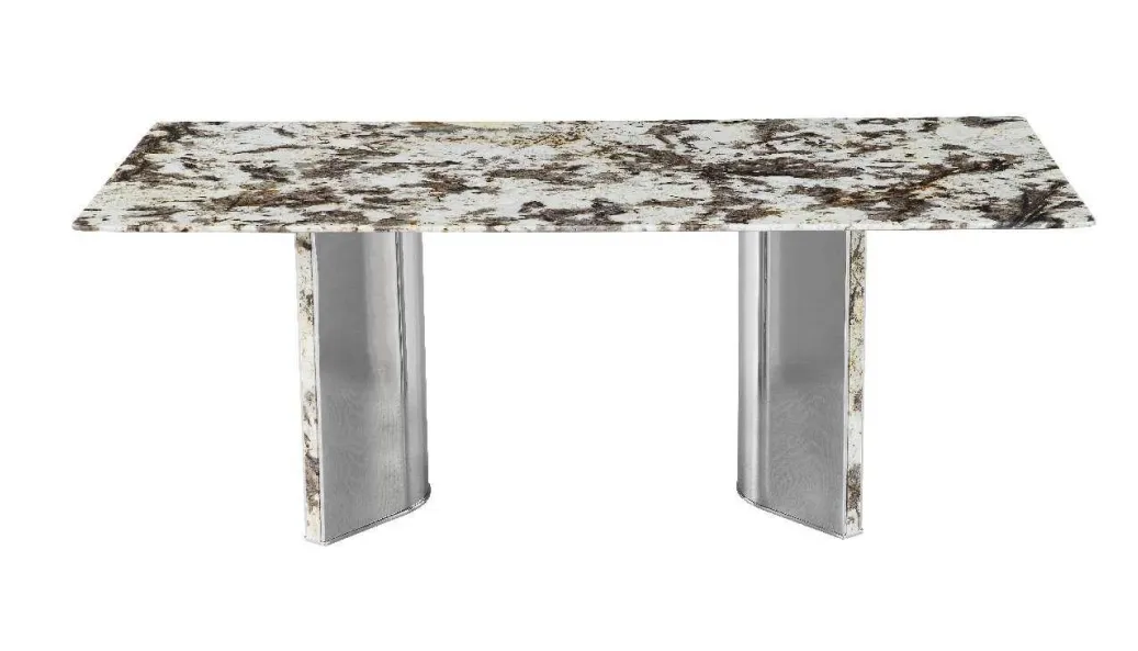 Speckled Marble Top Dining Table with Metal Legs