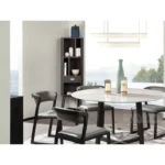 Tall Retro Style Wooden Display Cabinet with Drawer and Open Shelves