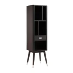 Tall Retro Style Wooden Display Cabinet with Drawer and Open Shelves