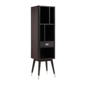 Tall Retro Style Wooden Display Cabinet with Drawer and Open Shelves