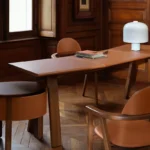 Walnut Wood Rotating Storage Side Table With Leather Accent