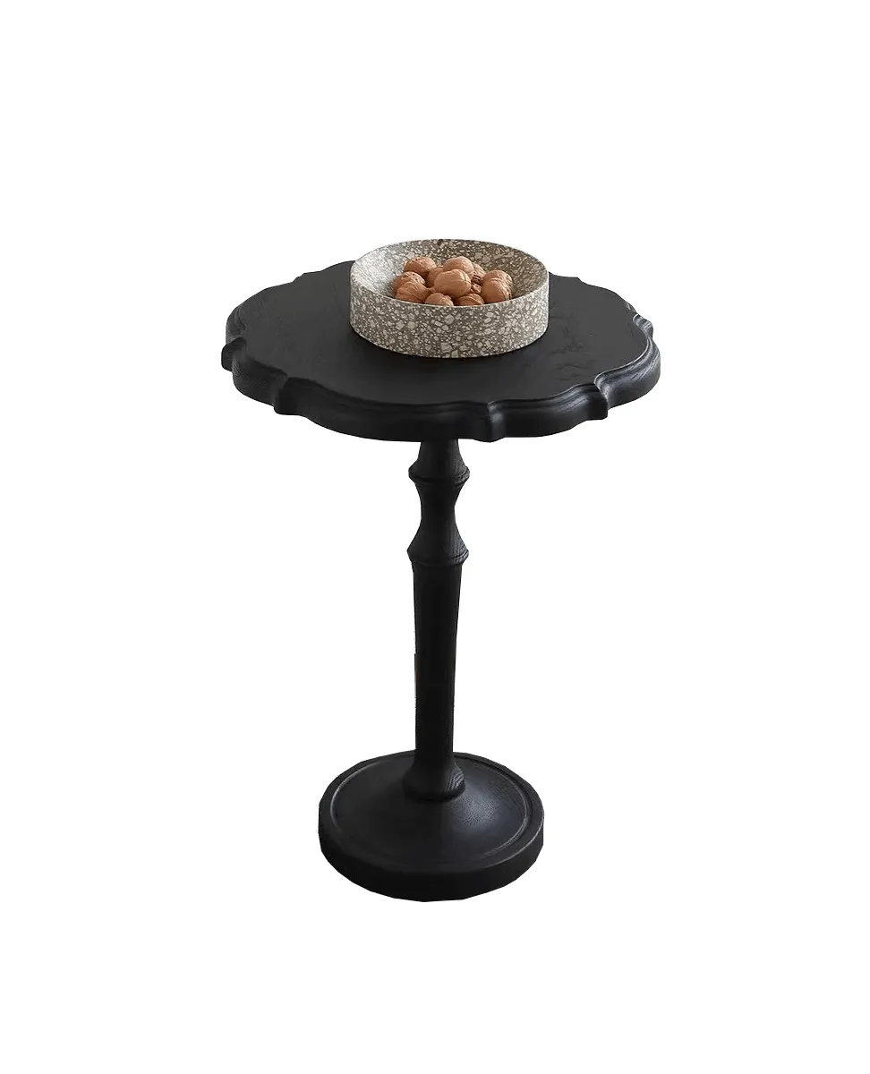 Modern White Ash Wood Pedestal Round Side Table