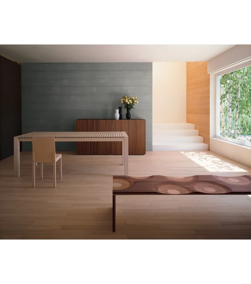 Artistic Wave Pattern Wood Bench for Entryway Living Room