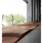 Artistic Wave Pattern Wood Bench for Entryway Living Room