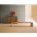 Artistic Wave Pattern Wood Bench for Entryway Living Room