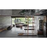 Artistic Wave Pattern Wood Bench for Entryway Living Room