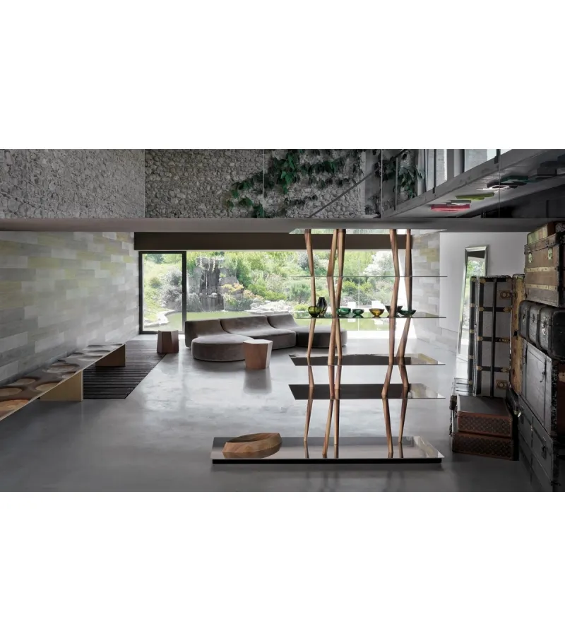 Artistic Wave Pattern Wood Bench for Entryway Living Room