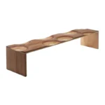 Artistic Wave Pattern Wood Bench for Entryway Living Room