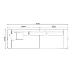 Beige Curved Sofa with Metal Base and Plush Throw Pillows