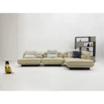 Beige Fabric L Shape Four Seater Sectional Sofa
