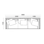 Beige Leather Four Seater Sofa with Metal Accents