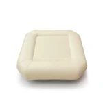 Beige Leather Modular Sofa with Tufted Backrests and Pillows