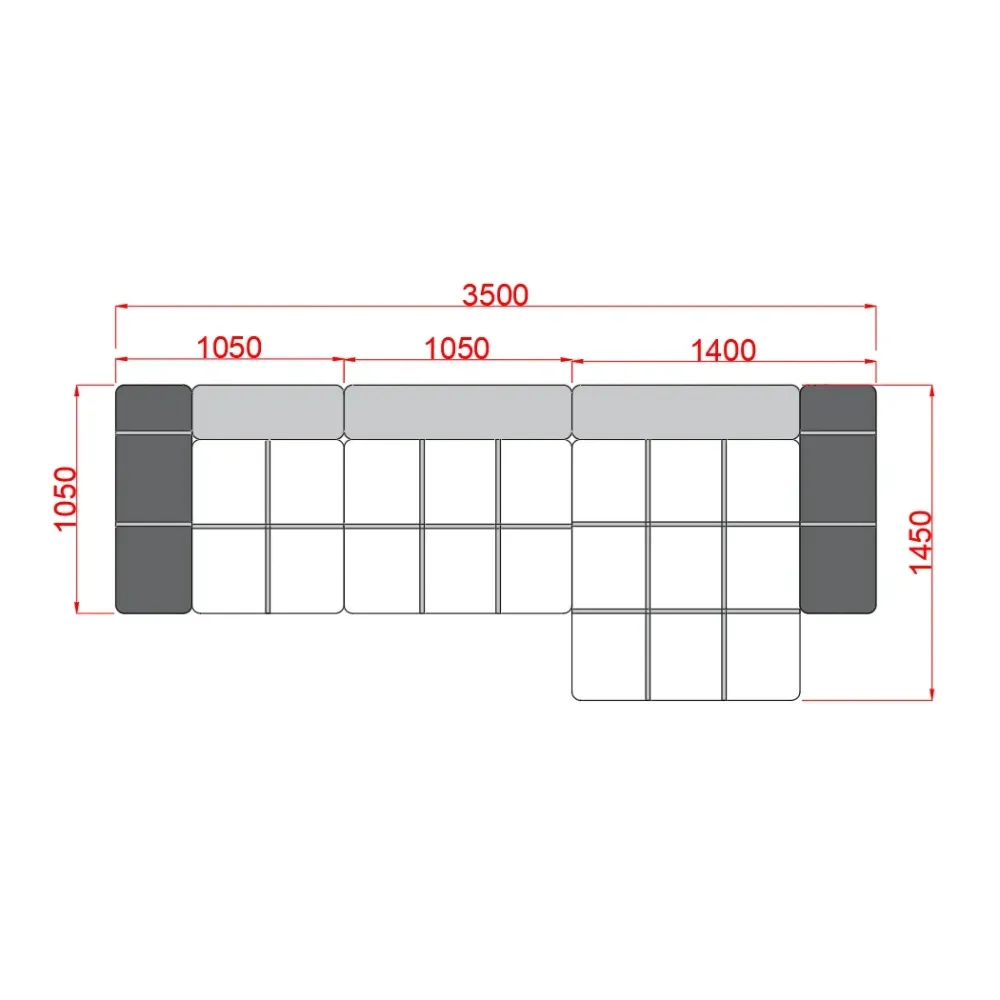 Beige Modular Sectional Sofa with Tufted Seats and Pillows