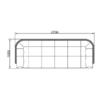 Black Leather Four Seater Sofa with Metal Base