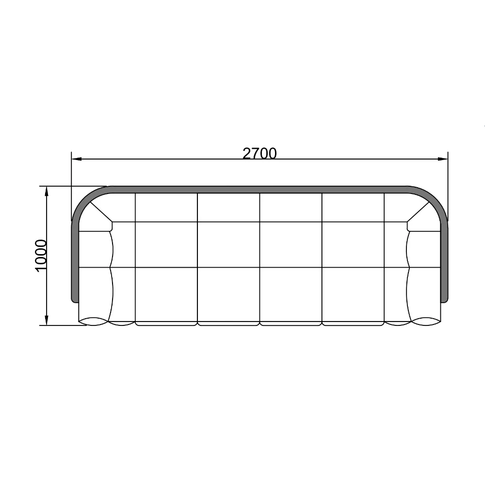 Black Leather Four Seater Sofa with Metal Base
