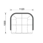 Black Leather Four Seater Sofa with Metal Base