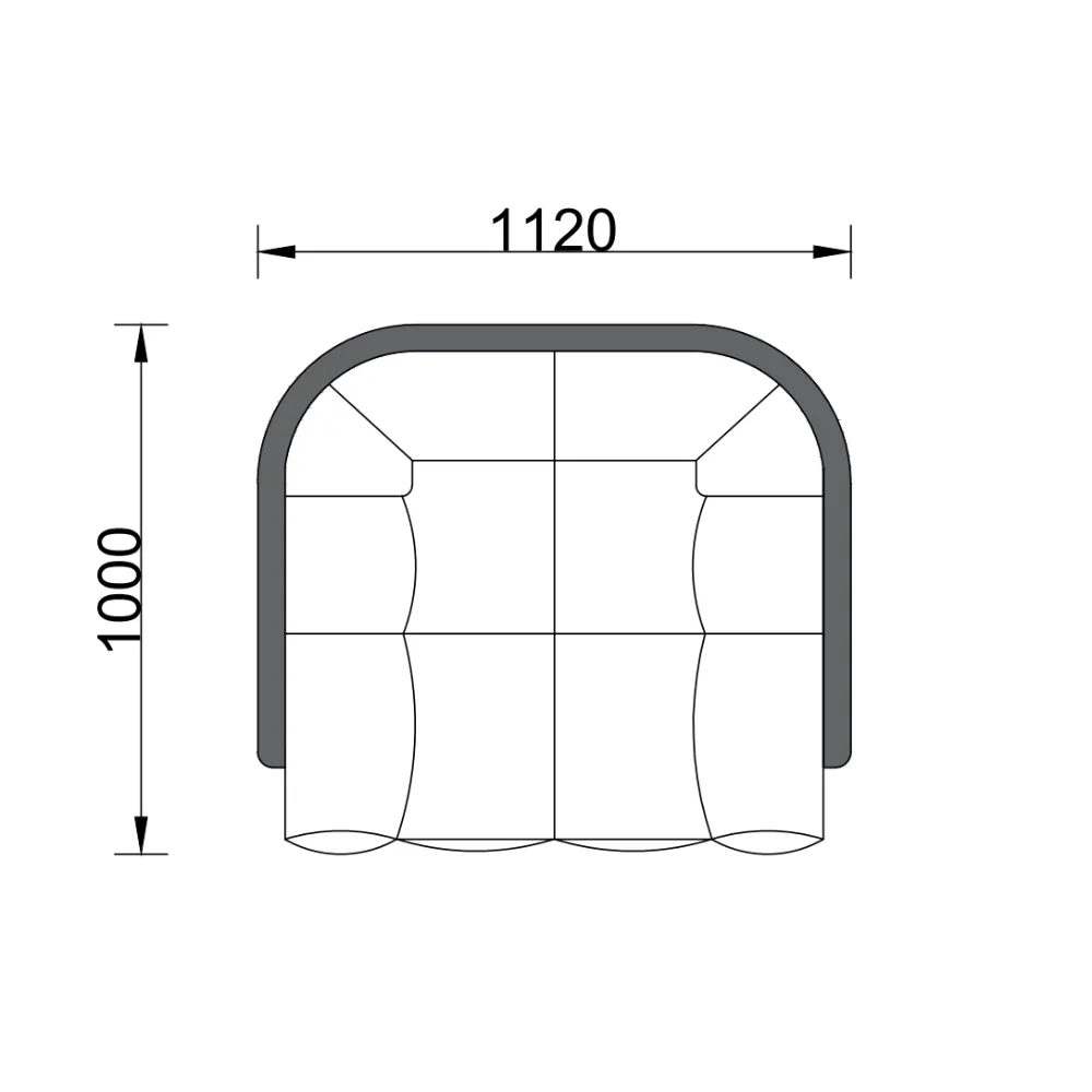 Black Leather Four Seater Sofa with Metal Base