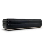 Black Leather Four Seater Sofa with Metal Base
