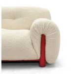 Cream Wool Fabric Boucle Four Seater Sofa with Orange Frame