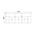 Cream Wool Fabric Boucle Four Seater Sofa with Orange Frame