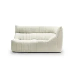 Cream Textured Fabric L Shape Four Seater Sectional Sofa