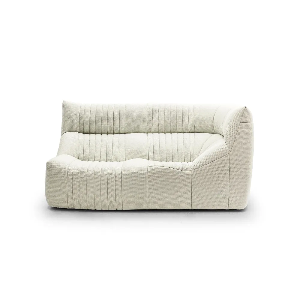 Cream Textured Fabric L Shape Four Seater Sectional Sofa