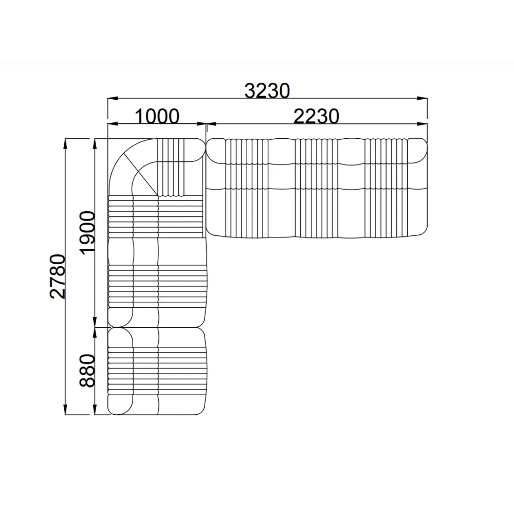Cream Textured Fabric L Shape Four Seater Sectional Sofa