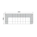 Dark Grey Fur Tufted Four Seater Sofa with Metal Legs