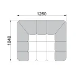 Dark Grey Fur Tufted Four Seater Sofa with Metal Legs