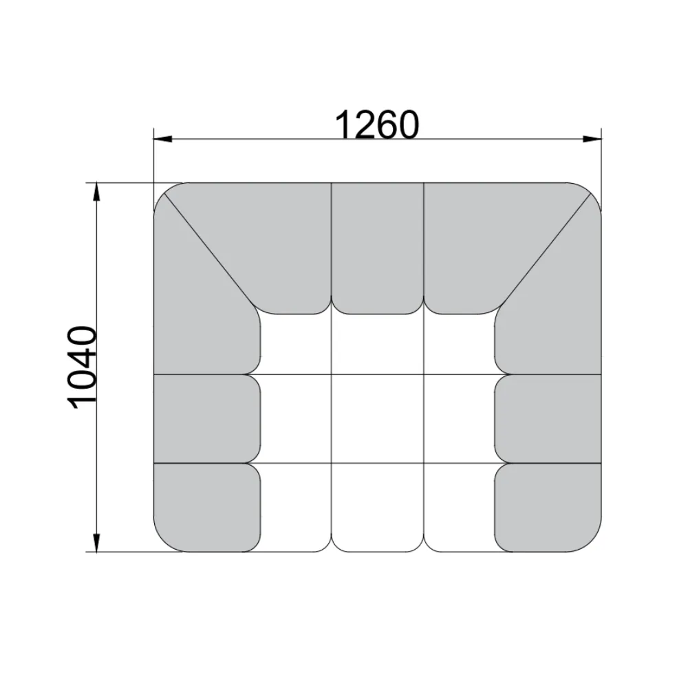 Dark Grey Fur Tufted Four Seater Sofa with Metal Legs