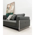 Dark Grey L Shape Sectional Sofa with Side Storage and Pillows