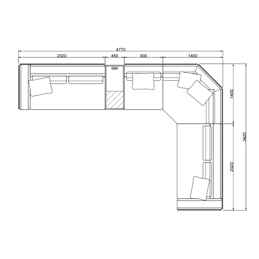 Dark Grey L Shape Sectional Sofa with Side Storage and Pillows