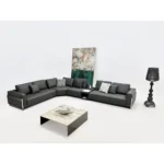 Dark Grey L Shape Sectional Sofa with Side Storage and Pillows