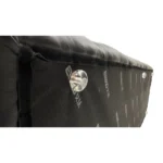 Dark Grey Leather Fur Accent Four Seater Sofa