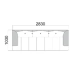 Dark Grey Leather Fur Accent Four Seater Sofa