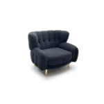 Dark Grey Velvet Tufted Single Seater Armchair with Gold Legs