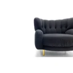 Dark Grey Velvet Tufted Single Seater Armchair with Gold Legs