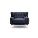Dark Grey Velvet Tufted Single Seater Armchair with Gold Legs